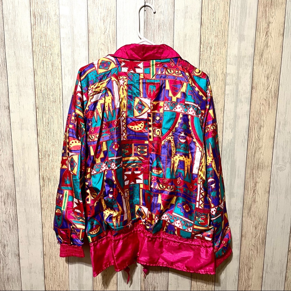 Vintage 80s/90s Giraffe Print Silky Windbreaker - Picture 5 of 6